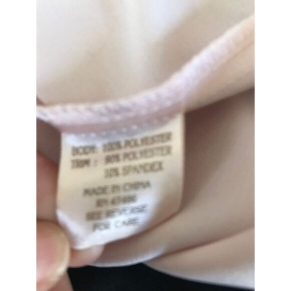 Vtg Vamp Maxi Gown Dress Lingerie Pink With Black Velvet V-Neck Size S - Picture 7 of 8